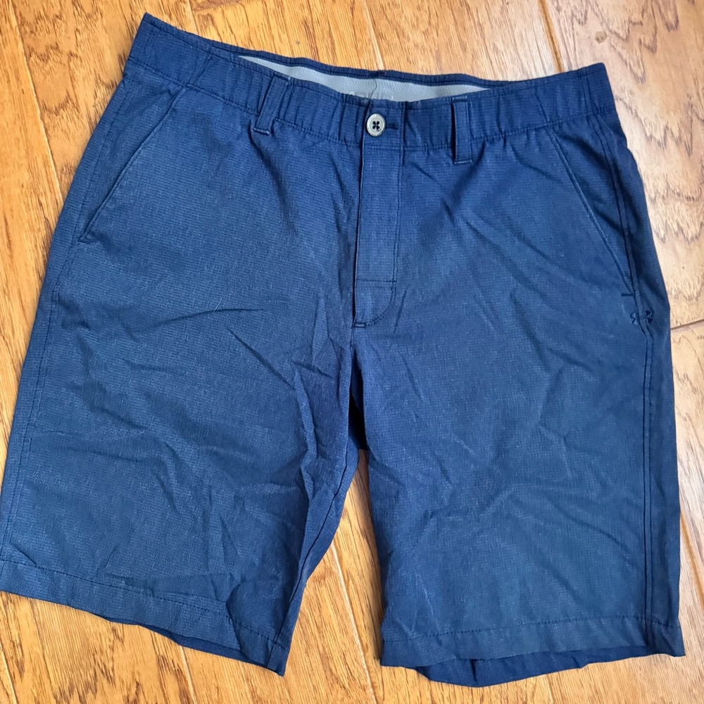 Under Armour Golf Performance Shorts Men's 34 Navy Blue Loose Stretch Polyester